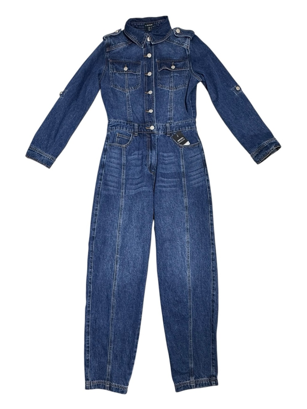 NWT Karen Millen Denim Boiler Jumpsuit Size 6 Straight Tapered Leg Med Blue - Picture 4 of 12